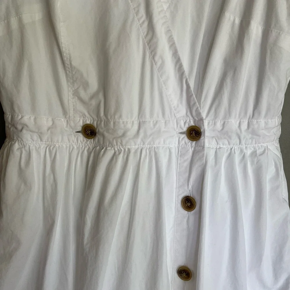 J. CREW Sleeveless Cotton Poplin A-line Shirtdress White Size‎ 4 Preppy Classic